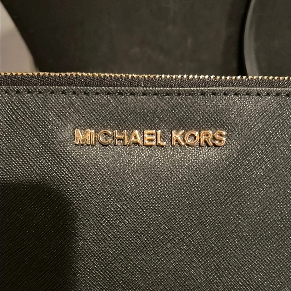 Michael Kors Black Clutch with Gold Hardware